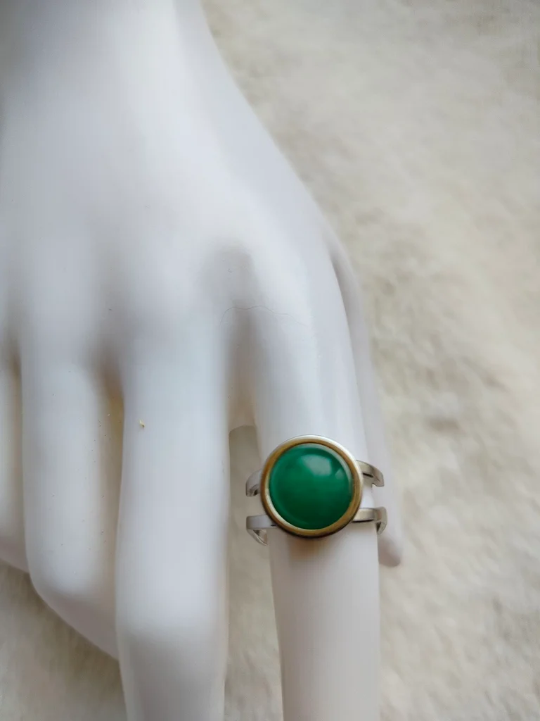 Bague aventurine verte – acier inoxydable ajustable – pierre naturelle – bijou f